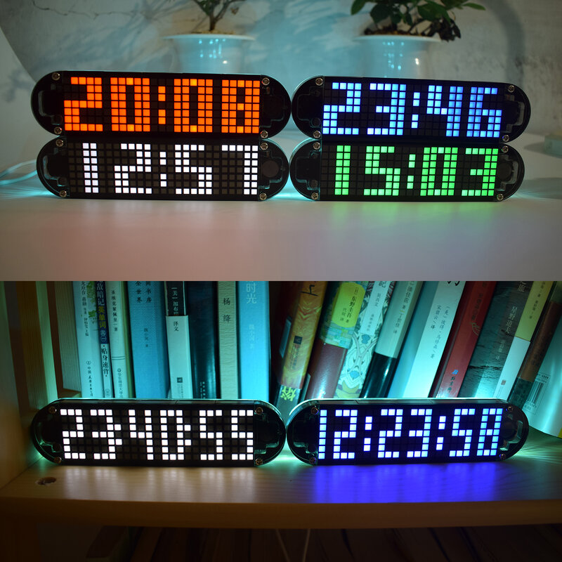 DIY LED Dot Matrix DS3231 wielofunkcyjny budzik zegar na biurko zestaw elektroniczny z temperaturą data czas wakacje urodziny wyświetlacz