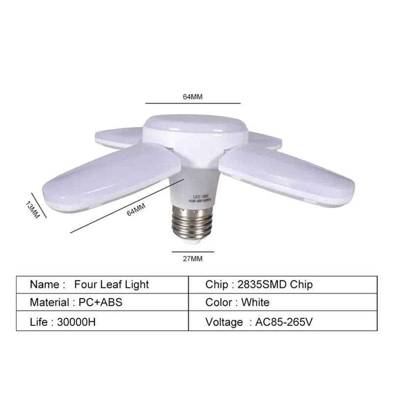 Ampoule LED pliable pour la décoration de la maison, ventilateur, panneau de plafonnier, chambre, AC 110V, 220V, 28W