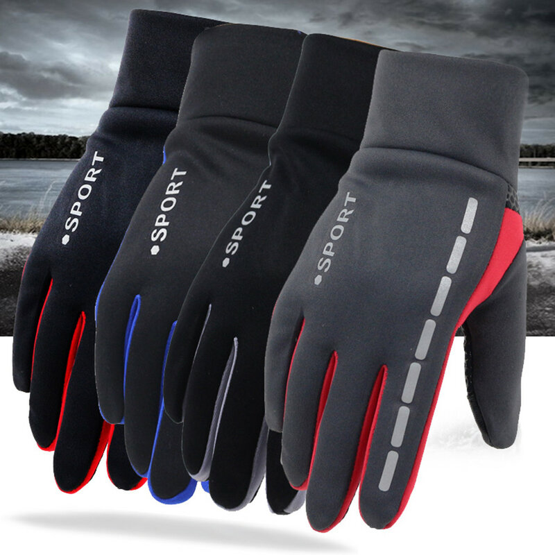 Męskie zimowe ciepłe rękawiczki Therm z antypoślizgowym elastyczny mankiet, termiczne miękkie rękawice z podszewką rękawiczki do jazdy PU skórzane rękawiczki 2019