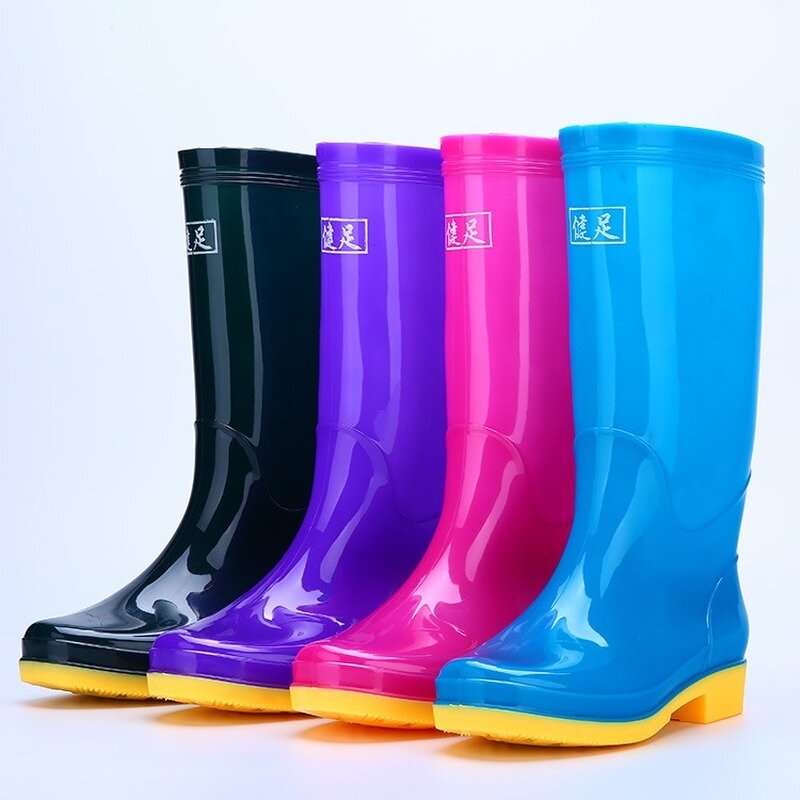 Botas de chuva de cor sólida botas de chuva de pvc botas de água botas de chuva botas de trabalho botas de trabalho botas mujer