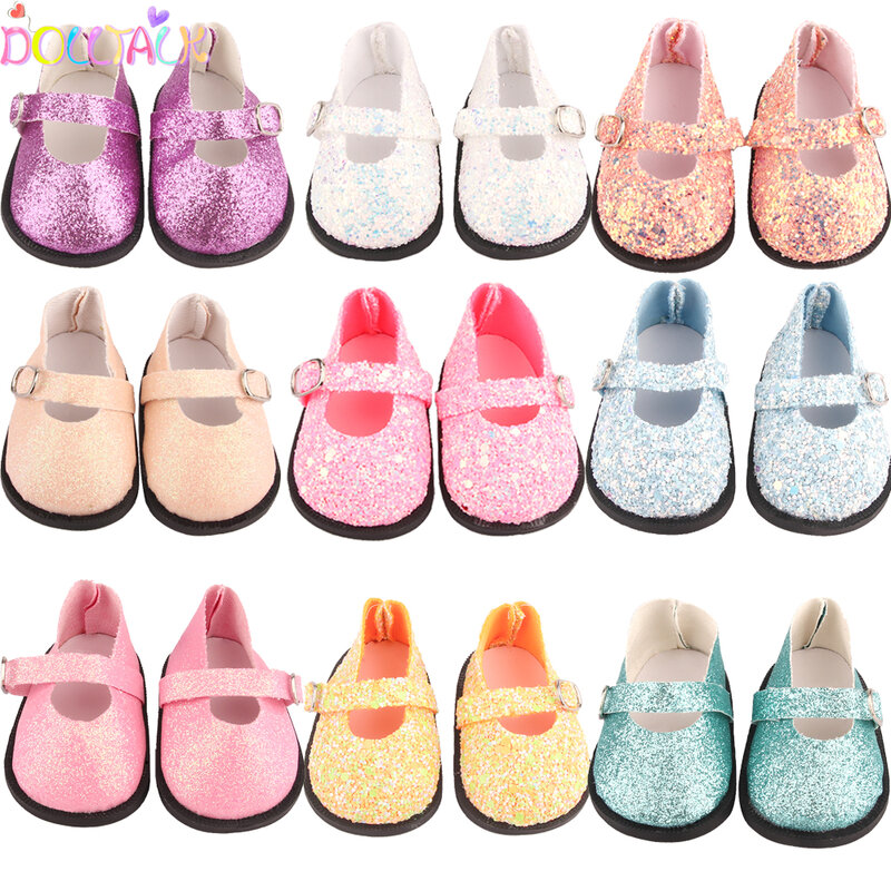 Handmade 7cm Doll Shoes Boots For 18Inch American&43cm Baby New Born Doll Sequins Shoes Accessories For OG 1/3 BJD DIY Girl Doll