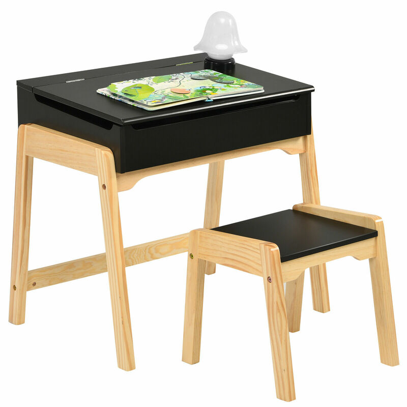 Babyjoy Kids Table & Chair Set Wooden Activity Art Study Desk w/ Storage Space  HW67057