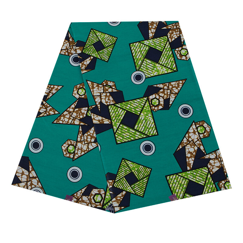 Pagne africano de alta qualidade algodão nova chegada impressão verde costura tisu artesanato material têxtil para vestido 6 jardas casual ancara