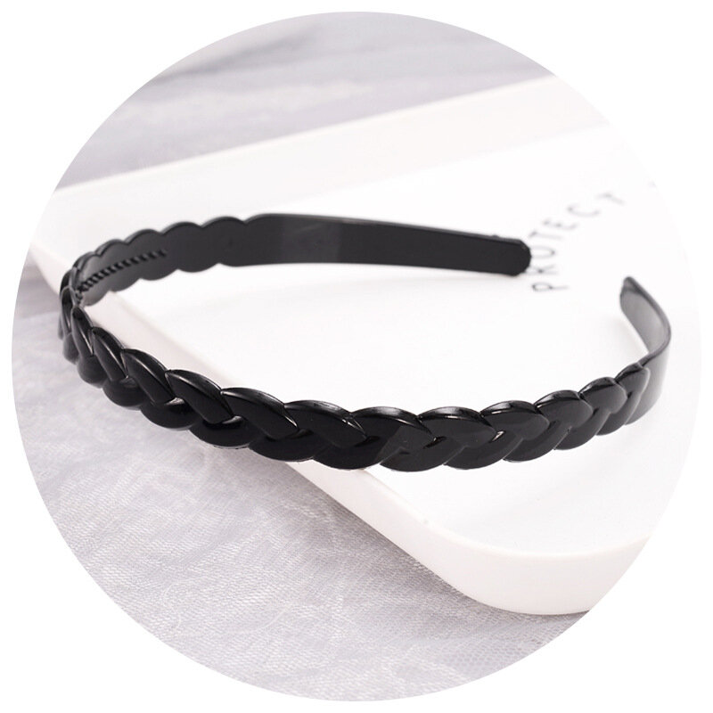 Diadema ondulada de plástico para hombre y mujer, diadema deportiva de resina negra, accesorios para el cabello, tocado, 1 unidad
