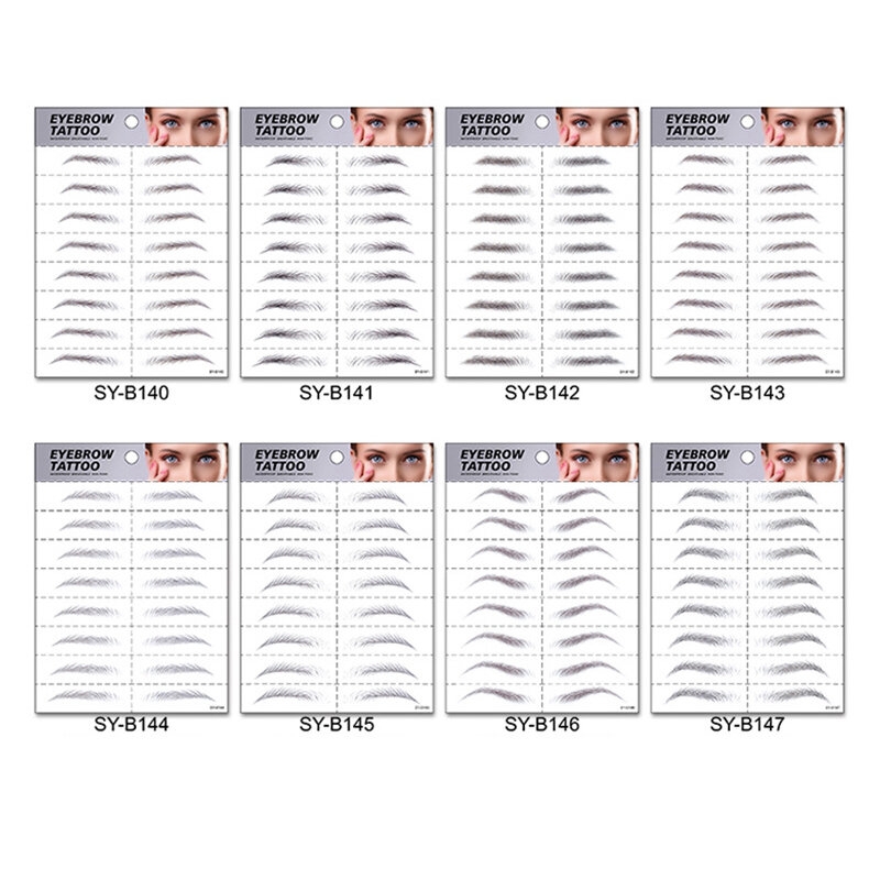 10 個 4D水ベースの眉毛ステッカー半常設タトゥー眉毛防水持続眉ステッカーバイオニック眉ステッカーツール