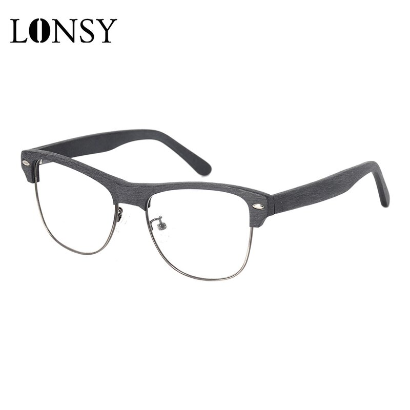 Lonsy Fashion Asetat Kayu Kacamata Bingkai Wanita Pria Anti Cahaya Biru Lensa Vintage Kacamata Resep Kacamata Bingkai