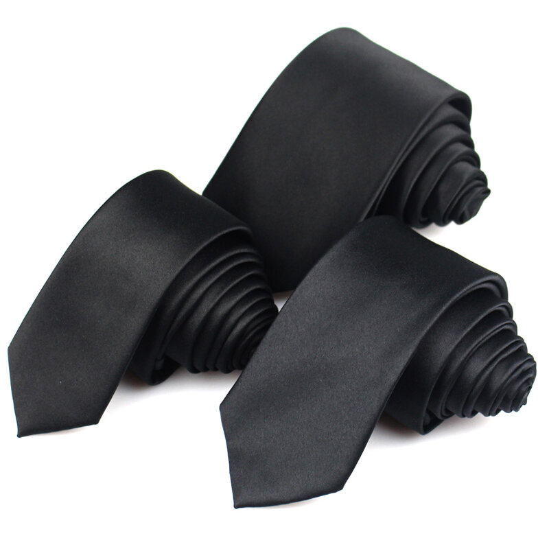 Black Neck Ties For Men Women Casual Suits Solid Tie Gravatas Skinny Mens Neckties For Business Wedding Slim Men Ties