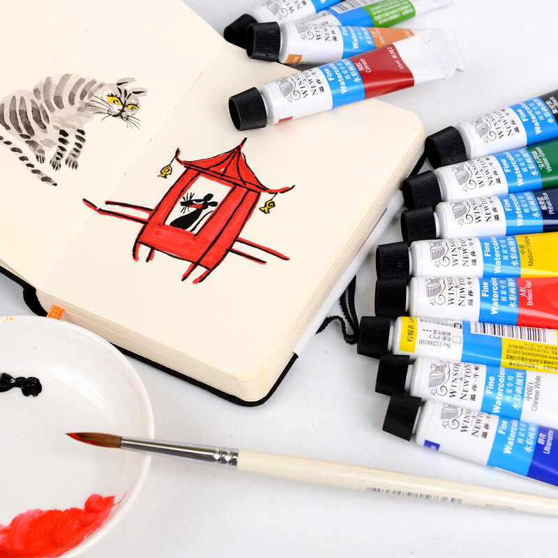 Winsor & Newton – ensemble de tubes de peinture à l'aquarelle, 12/18/24 couleurs, 10ml, Pigment de peinture pour étudiants, fournitures d'art
