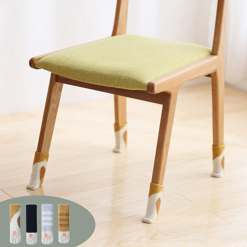 의자 발 커버 니트 고양이 발 보호 책상 다리 양말, 가구 발 슬리브, 식탁 바닥 미끄럼 방지 보호대, 4 개