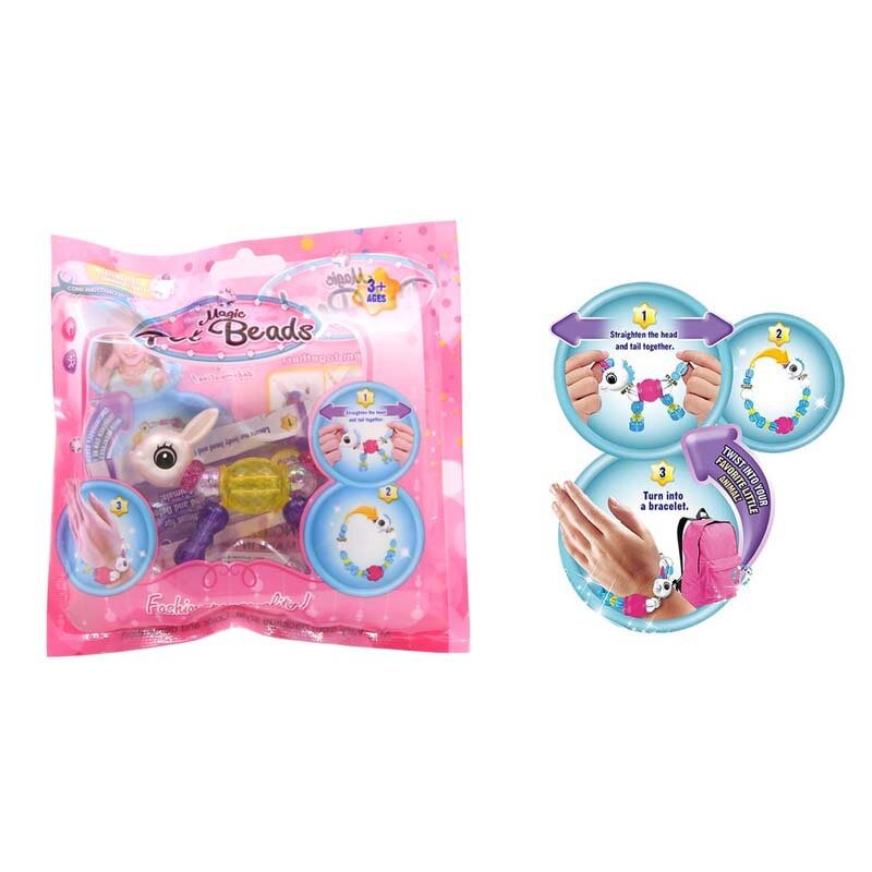 Criativo diy animal magia pulseiras menina deformação animais de estimação contas pulseira crianças presente brinquedos educativos