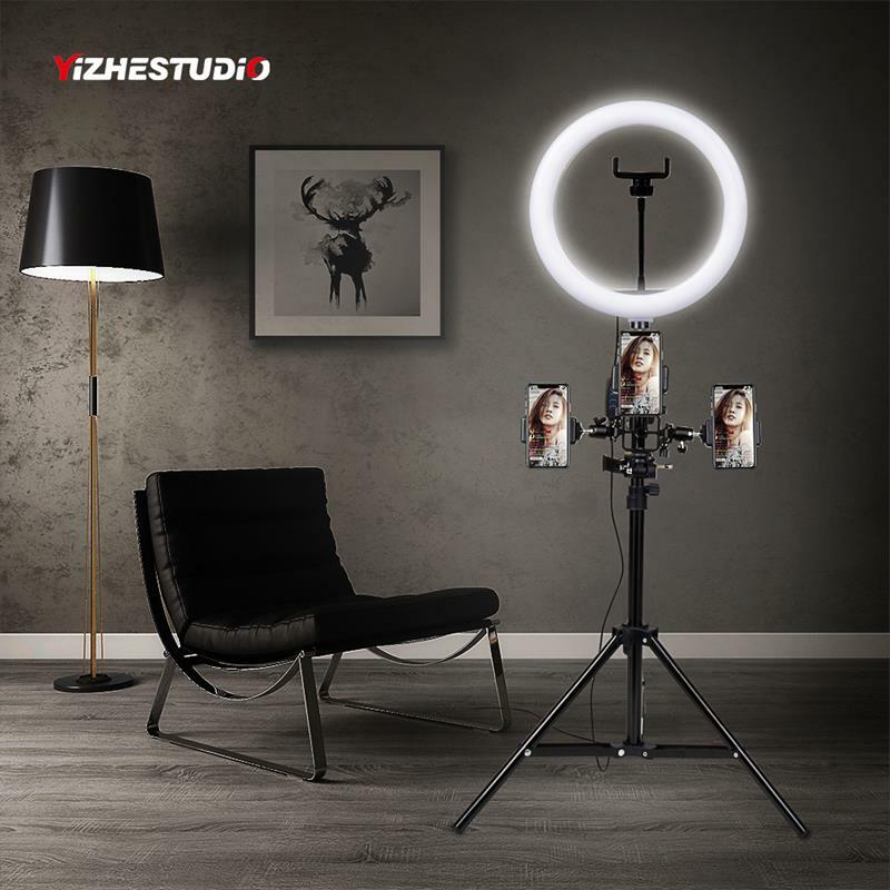 Yizhestudio 10inch 26cm USB Interface Dimmable LED Ring Light lamp Camera Phone Photography Video Makeup Lamp With Tripod clip