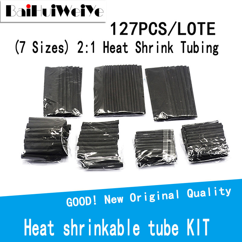 127PCS/LOTE Heat Shrink Sleeving Tube Tube Bermacam Kit Listrik Koneksi Listrik Kawat Bungkus Kabel Tahan Air Penyusutan