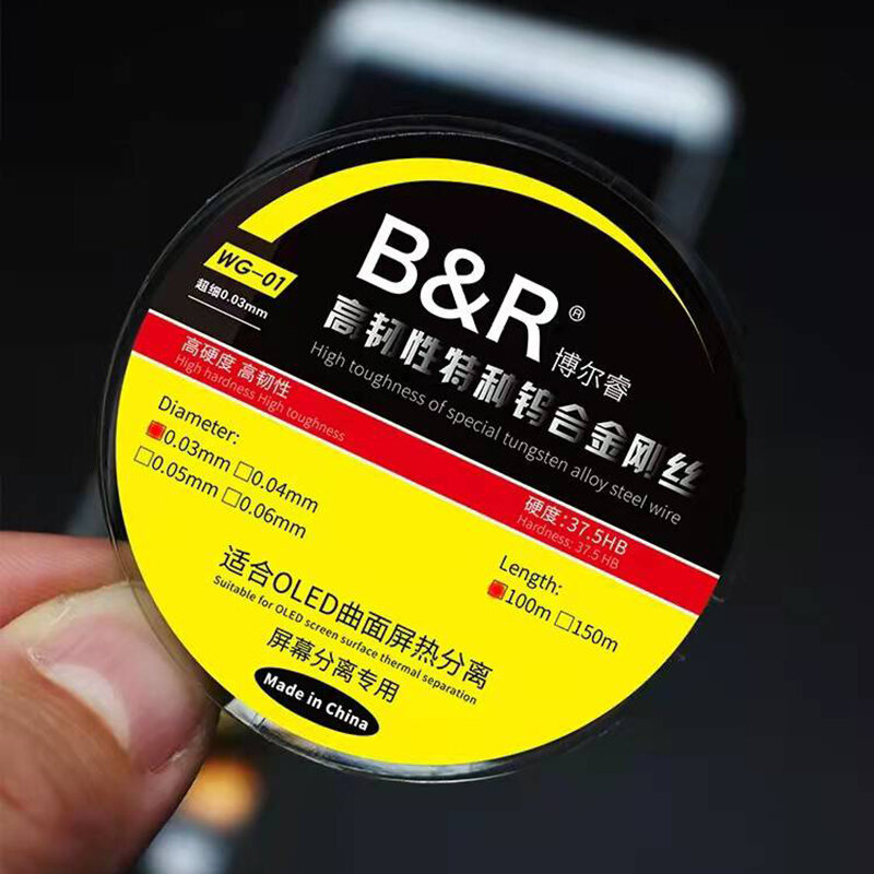 B & R Thun Dây Thép Hợp Kim Màn Hình LCD Tách Dòng Cho Cong OLED Kính Vỡ Cắt Loại Bỏ Điện Thoại Di Động viên Sửa Chữa