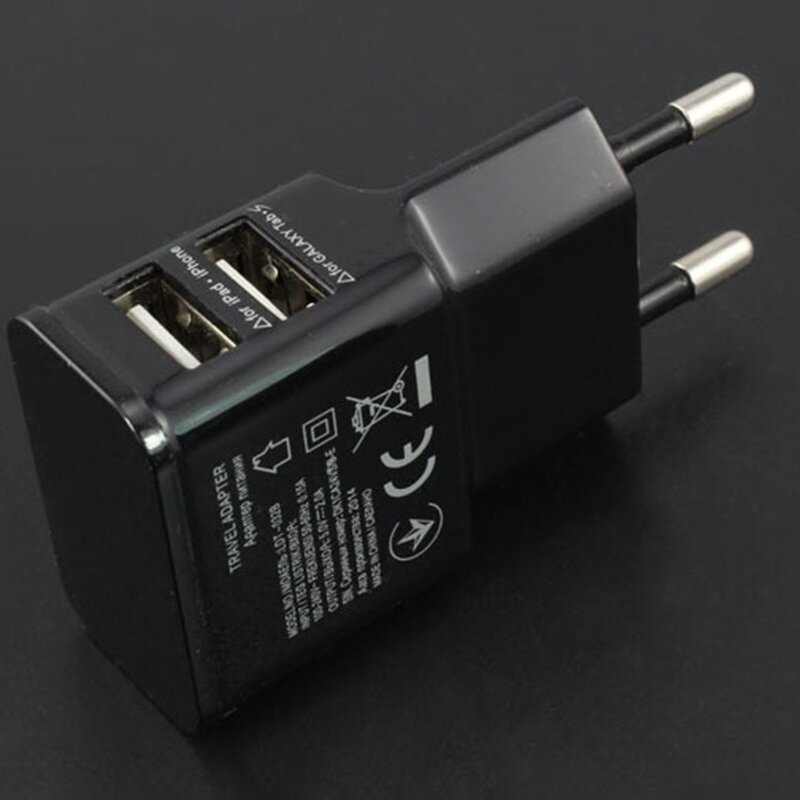 Портативный адаптер питания с двумя USB-портами, 1 А