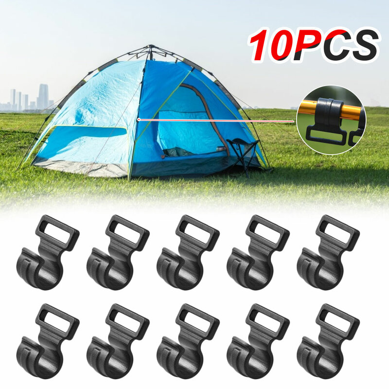 10 buah 20mm tenda C berbentuk klip tahan angin tenda plastik kait suspensi tiang tenda gantungan dalam klip S/M/L Hitam