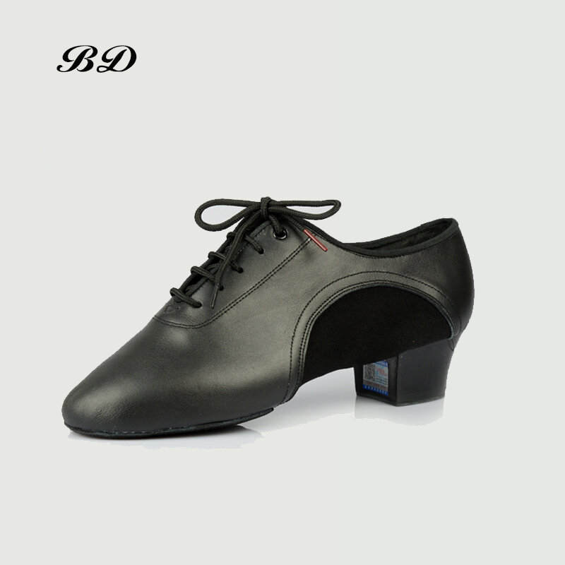 Zapatos de baile para hombre, calzado de salón latino de piel de vaca, tela Oxford, suela de dos puntos, tacón de SALSA BD 458, 4,5 CM, encaje profesional duradero