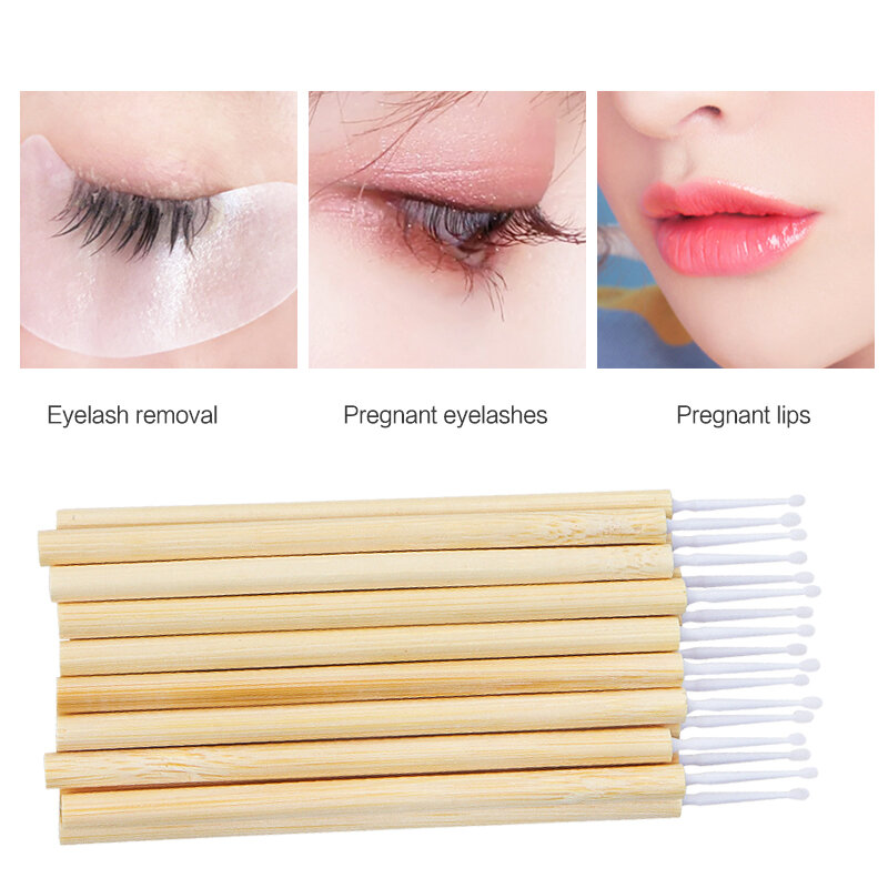 50Pcs Wimper Microbrush Mascara Wands Bamboe Cleaning Stick Lash Extension Make Borstel Wimper Remover Schoon Wattenstaafje Applicators