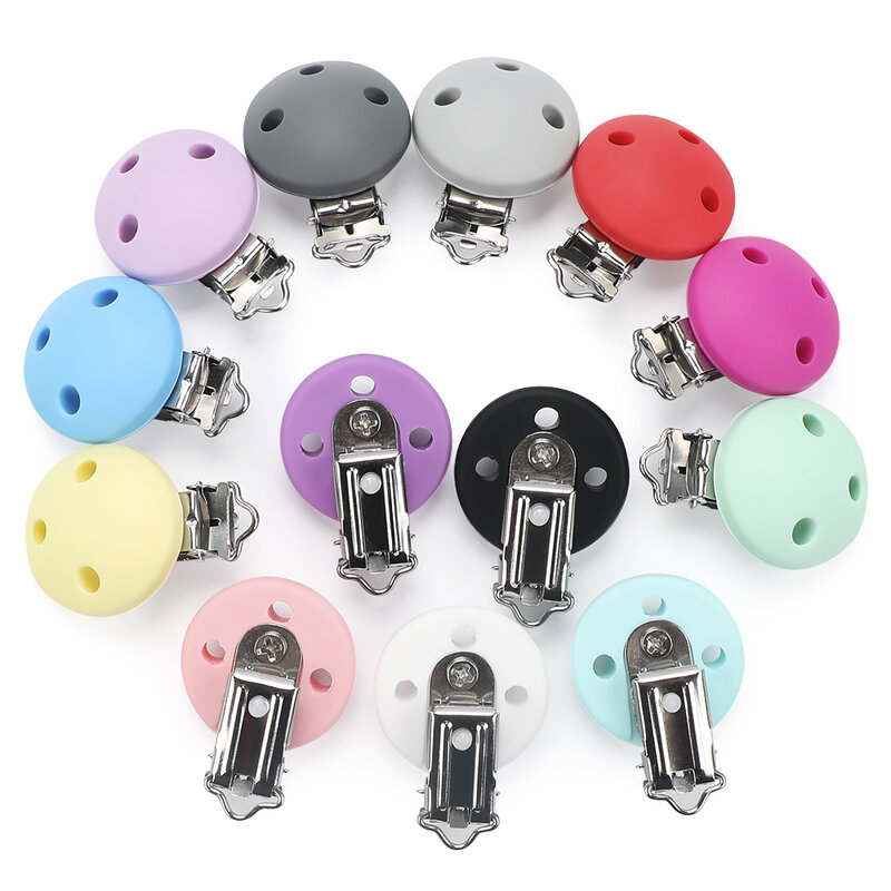 TYRY.HU 3pcs Round Pacifer Clips Accessories DIY Baby Dummy Chain Nipple Holder Soother Nursing Teething Toy Silicone Clip