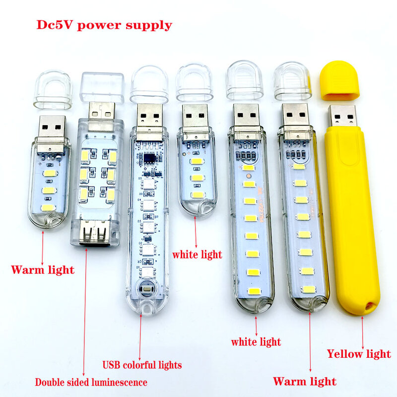Mini luz LED USB portátil para libros, lámpara de lectura Ultra brillante, 3LED, 8LED, 24LED, DC5V, Banco de energía, PC, portátil, Notebook