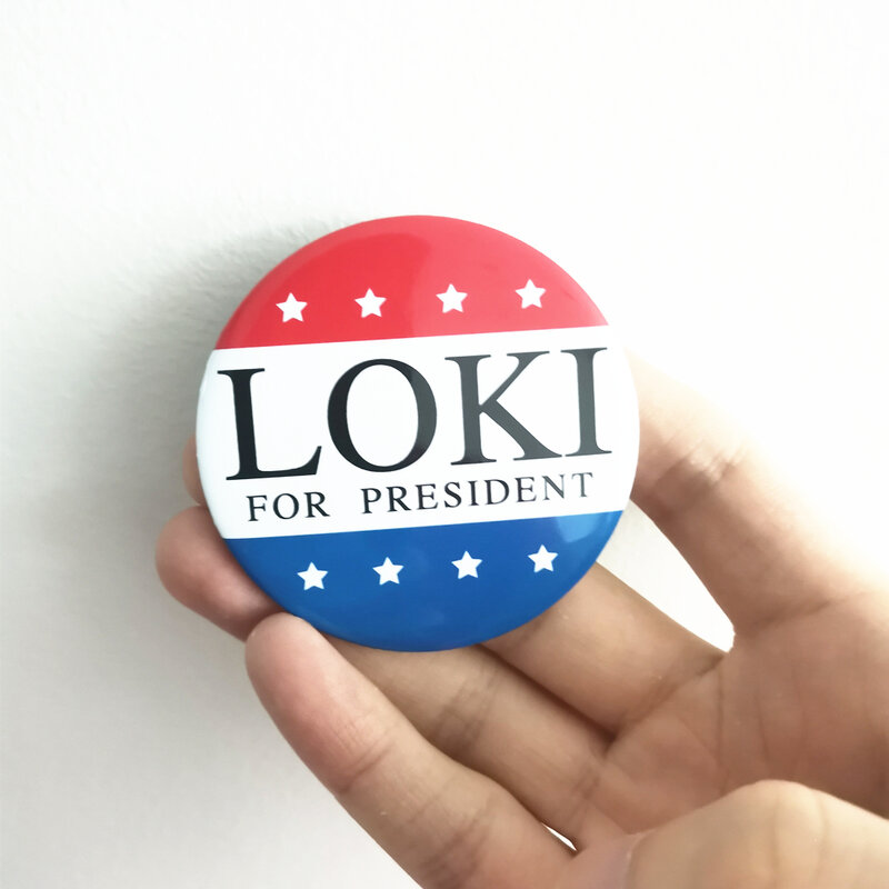Movie Loki President Badge Superhero Acrylic Brooch Lapel Pin Clothes Jewelry Cosplay Props Halloween
