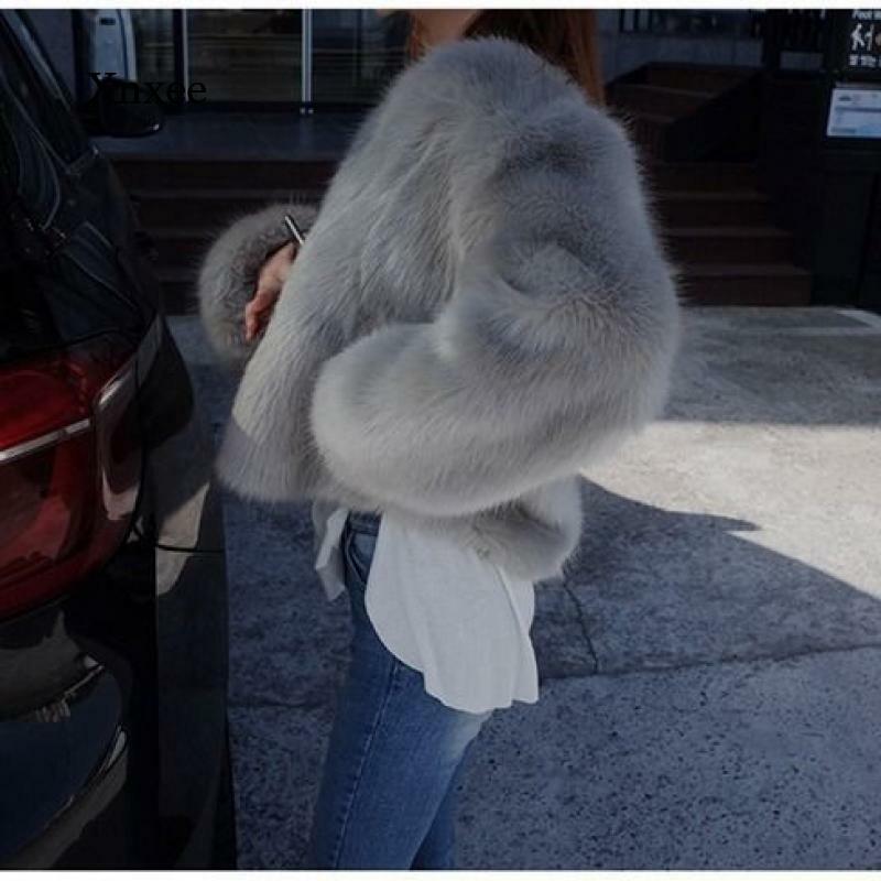 Casaco de pele de vison falso novo inverno coreano luxo solto casaco grosso quente feminino de pelúcia all-match curto casacos outwear