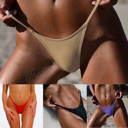 Sexy Thong Bikini Bottoms Women G-String Brazilian Thongs Swimwear Swimsuit Solid Bottom Swimming Suit