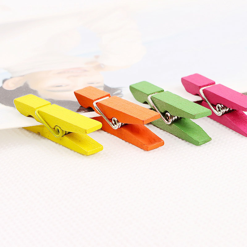 50 sztuk/zestaw 35MM Mini kolorowe klamerka Photo Clamp wyroby dekoracyjne DIY biuro pocztówka notes klipy z 10M ciąg liny