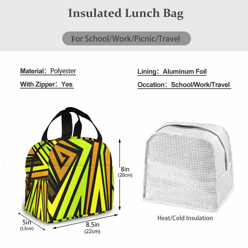 NOISYDESIGNS borsa da pranzo impermeabile geometrica colorata Oxford Picnic scatola da pranzo isolata borsa termica da donna portatile per alimenti