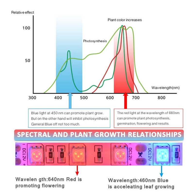 Светодиодная лента полного спектра для фитоламп, 12 В, световая лента для выращивания растений 5050 SMD, светодиодный лента для растений, цветов, теплицы, выращивания гидропоники