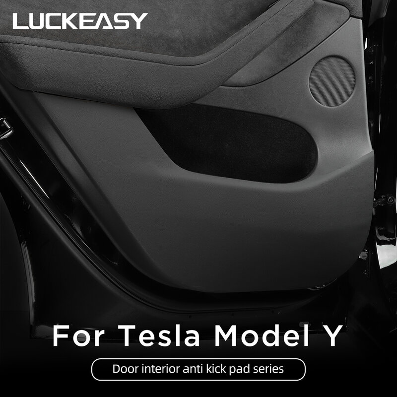 LUCKEASY Cho Mẫu Tesla Model Y 2020 2022 Cửa Xe Ô Tô Hộp Đựng Găng Tay Dưới Bảng Đồng Hồ Chống Đá Miếng Lót Bên Cạnh Bộ Phim Bảo Vệ miếng Dán