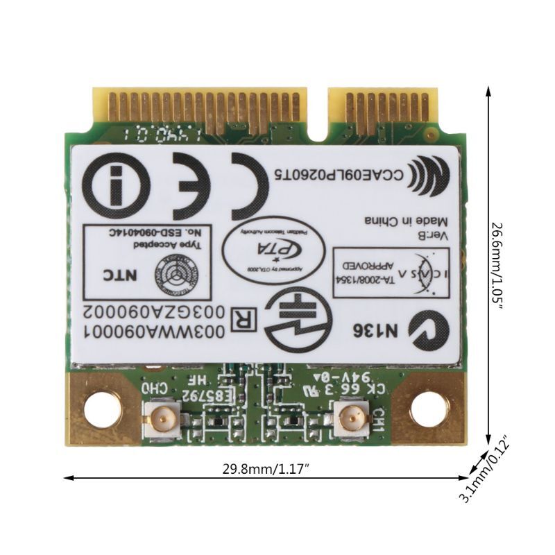 สำหรับ Atheros AR9287 AR5B97อะแดปเตอร์ไร้สาย300Mbps Mini ครึ่งการ์ด PCI-E Wifi