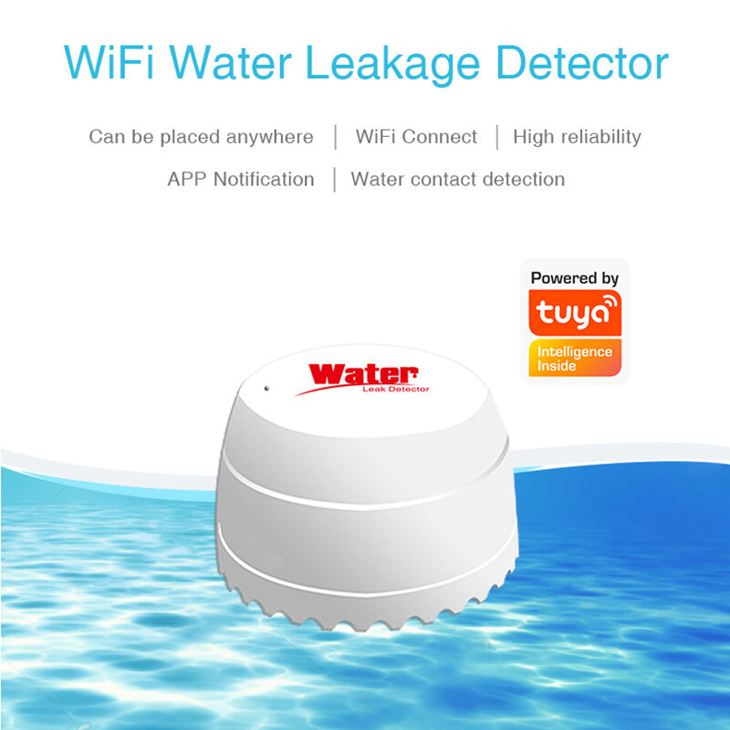 Earykong wi fi detector de água sensor de vazamento alarme detector de vazamento som tuyasmart vida inteligente app inundação alerta transbordamento segurança