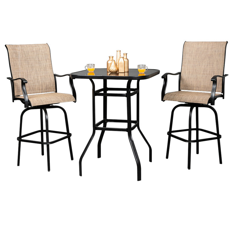2 sztuk kute obrotowe krzesło barowe Patio obrotowe stołki barowe czarny (59x67x130.5)cm US magazyn