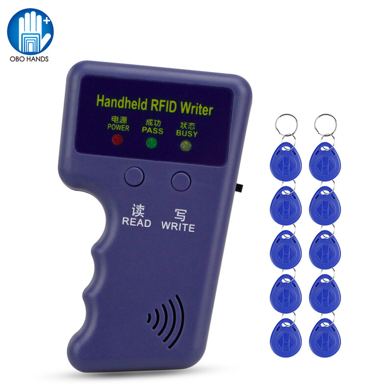 EM Handheld RFID Copiadora Card Reader Escritor Duplicador Programador, Keyfobs regraváveis, Coin Tags, Suporta EM4305, T5577, 125Khz, Novo