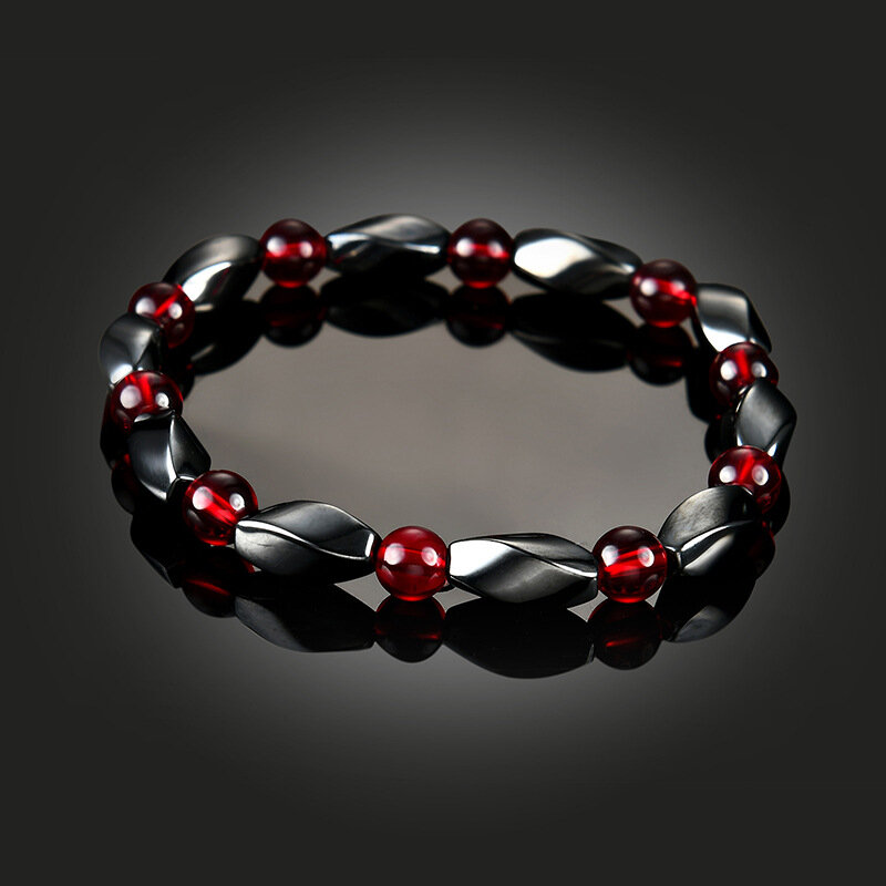 Di Modo Rosso Agate Bracciali Ematite Uomini Energia Positiva Ematite Braccialetti con Ciondoli Le Donne di Pietra Naturale Fortunato Dei Monili Del Braccialetto