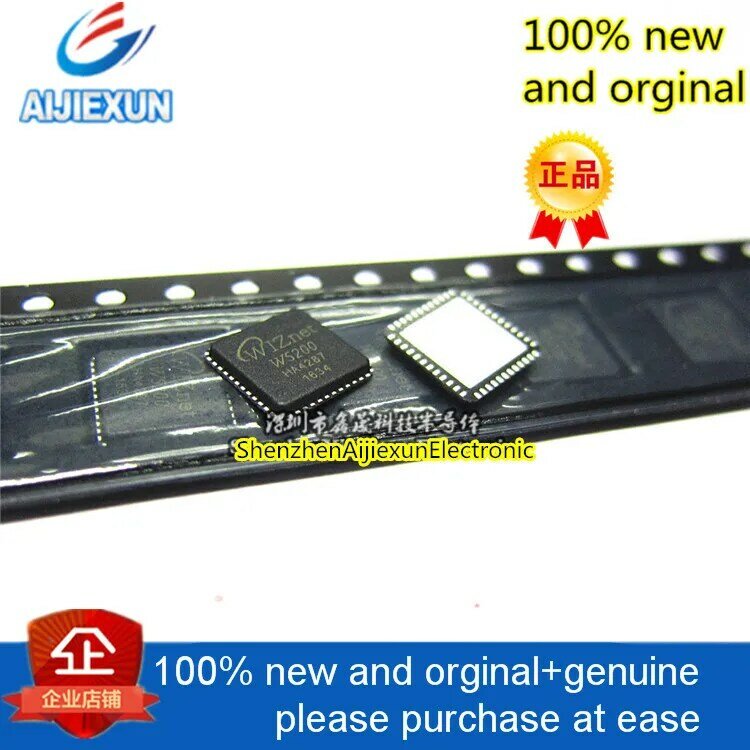 2 pces 100% novo e original w5200 wiznet QFN-48 fibra óptica transceptor ethernet chip de controle grande estoque