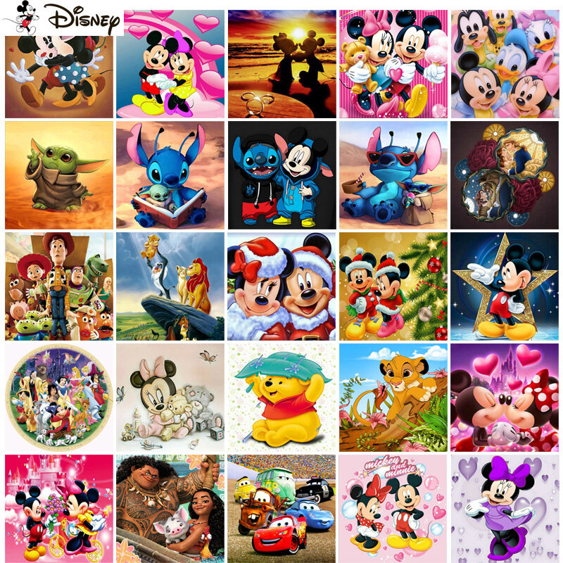 Peinture diamant thème dessin animé Disney, broderie 5D, "Mickey Mouse Winnie l'ourson roi Lion", point de croix