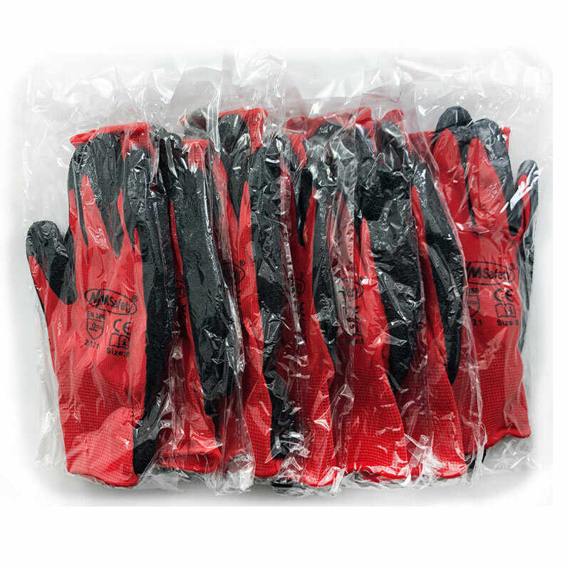 24 pièces/12 paires gants de travail de sécurité en Latex, gants en Polyester pour hommes ou femmes