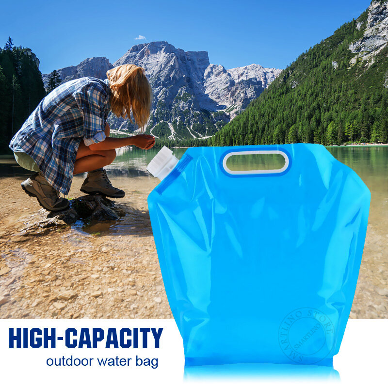 Bolsa carregadora de água potável dobrável, grande capacidade, para o ar livre, acampamento, caminhadas, piquenique, kits de emergência, 5l