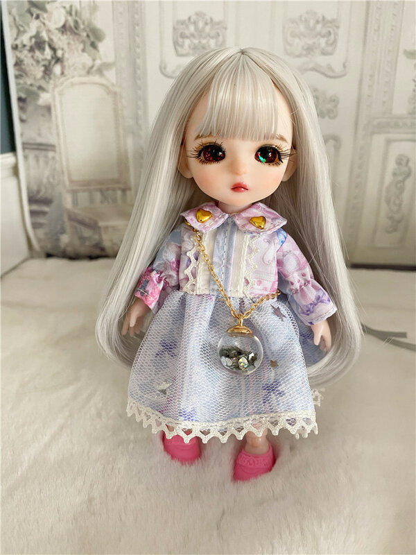 16cm Wig BJD Doll Movable Joints Cute Face DIY Bjd Dolls with Big Eyes Bjd Toys Gifts for Girl Handmand Toy