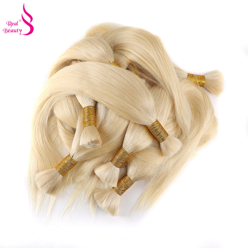 Real Beauty 613 Blond Straight Human Hair Bulk For Braiding No Weft Hightlight 100% Human Hair Extensions 45cm to 75cm