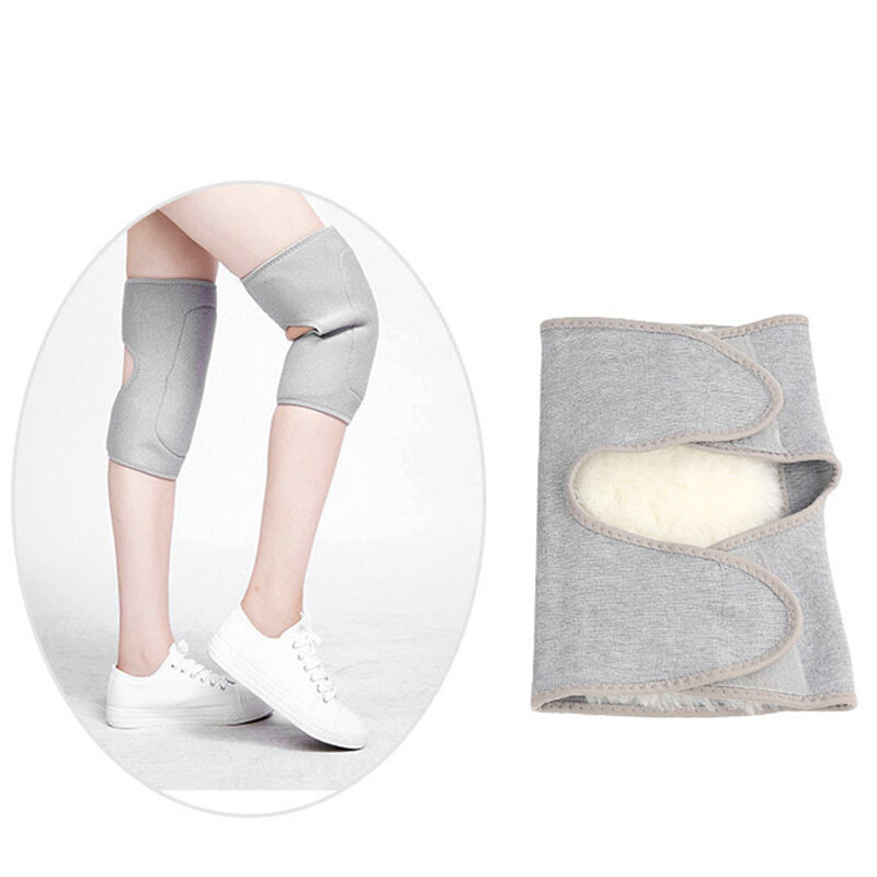 Inverno engrossado velo quente forrado joelheiras de lã de caxemira perna algodão apoio ao joelho térmico artrite alívio da dor yoga reumatismo