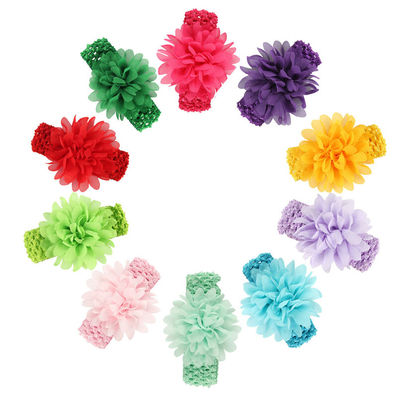 With Lace Crystal Bow Flower fasce per bambini per ragazza accessori per bambini elastici copricapo per bambini fasce per capelli per neonati puntelli per fotografia