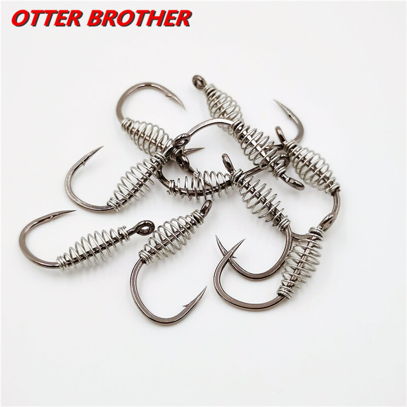 10pcs/lot 3#-15# High Carbon Steel Spring Fish Hook Barbed Swivel Carp Explosion Hooks Jig Fly Fishing Hook Fishing Accessories