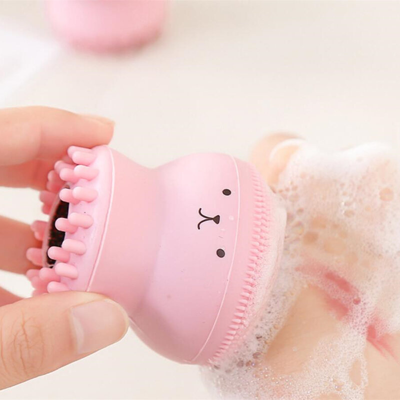 1 peça bonito forma de polvo macio silicone limpeza escova de maquiagem poro profundo lavagem rosto escova ferramenta não-tóxico portátil durável