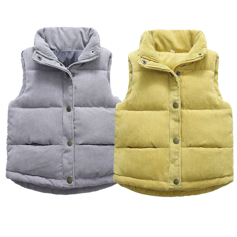 Kids Warm Vest  Winter Girls Boys Thicken Waistcoat Corduroy Outerwear Vest Children Teens Cotton Jackets Vest For 2-10 Years