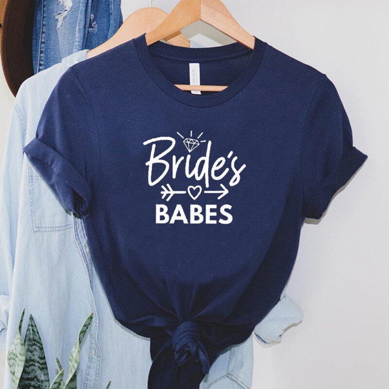 Kaus Pesta Wanita Anak Perempuan Tim Bayi Pengantin Cetak Hati Pengantin Musim Panas 2021 T Shirt Pernikahan Pengantin OWQ9