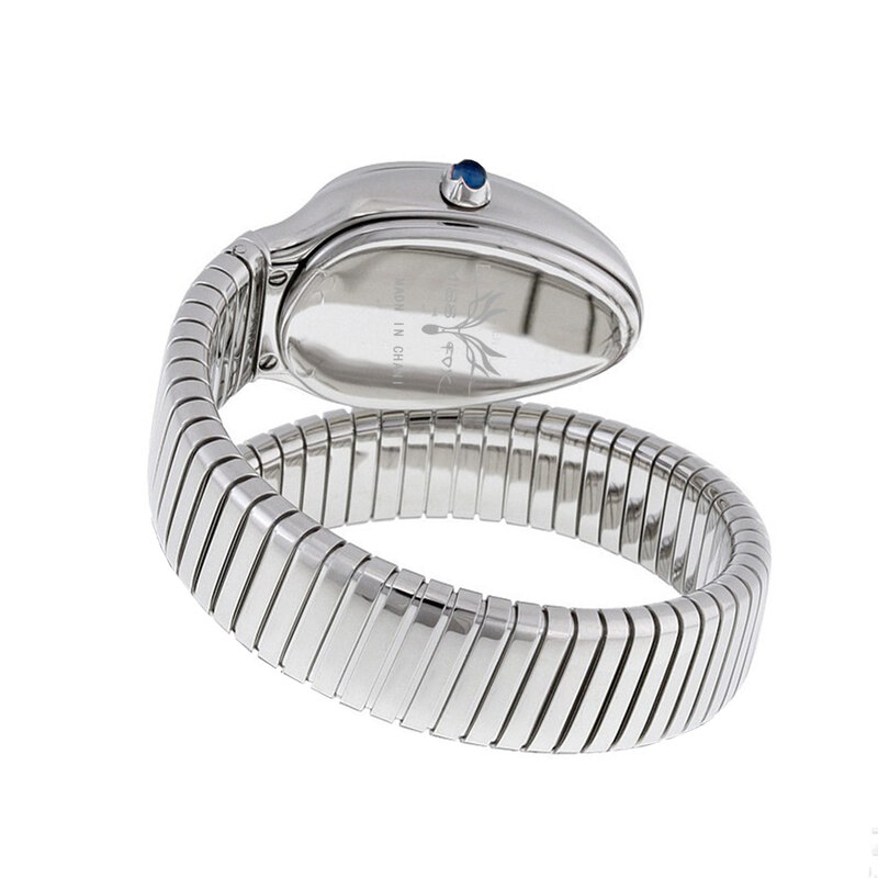 Srebrne stalowe bransoletki z zegarkiem kobiety 2022 moda damska zegarek kwarcowy kobieta wąż kształt Relogio Femenino kreatywny XFCS bransoletka nowy