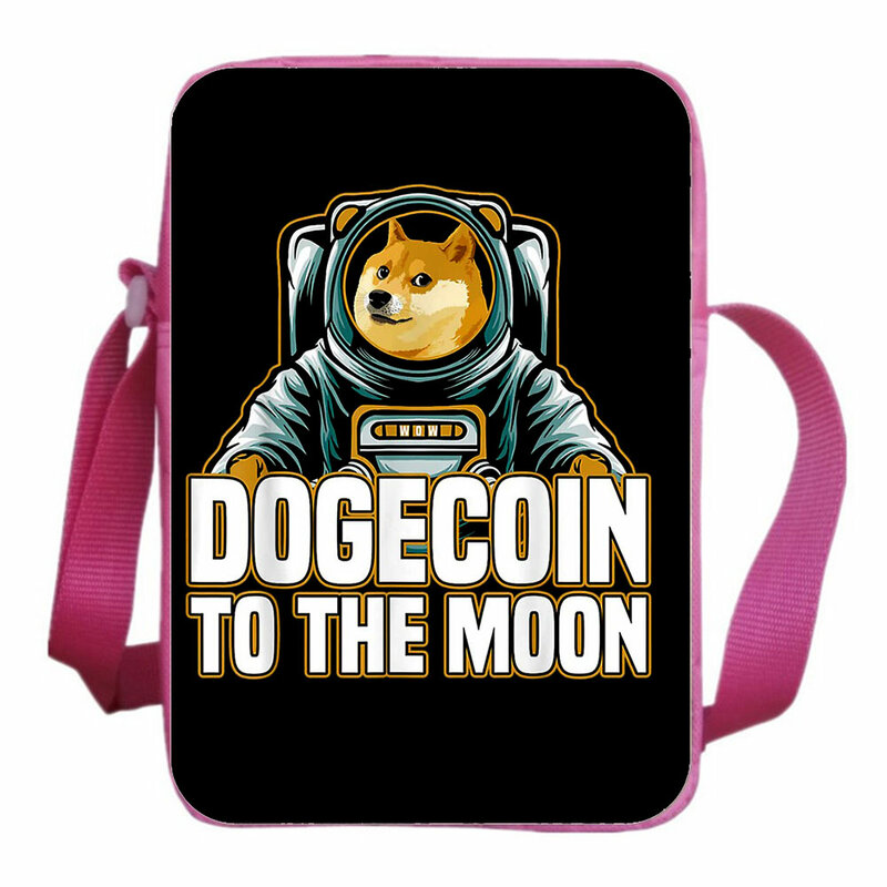 Наплечная Сумка Dogecoin для студентов, сумка-мессенджер для подростков, мультяшный рюкзак через плечо для мальчиков и девочек, школьный рюкзак