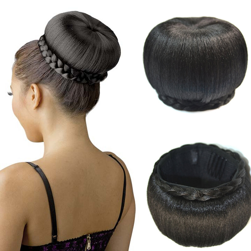 Искусственные волосы в пучок и челку, термостойкий Плетеный шиньон, шиньон в виде пончика, парик для конского хвоста для женщин, наращивание волос с зажимом